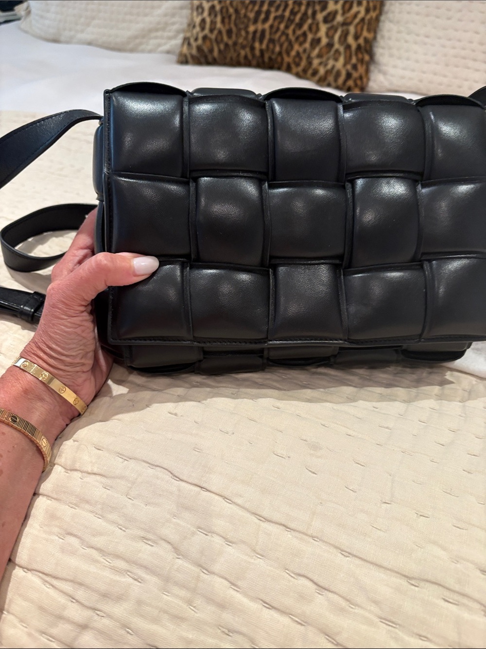 Bottega Veneta Black Padded Intrecciato Cassette Crossbody